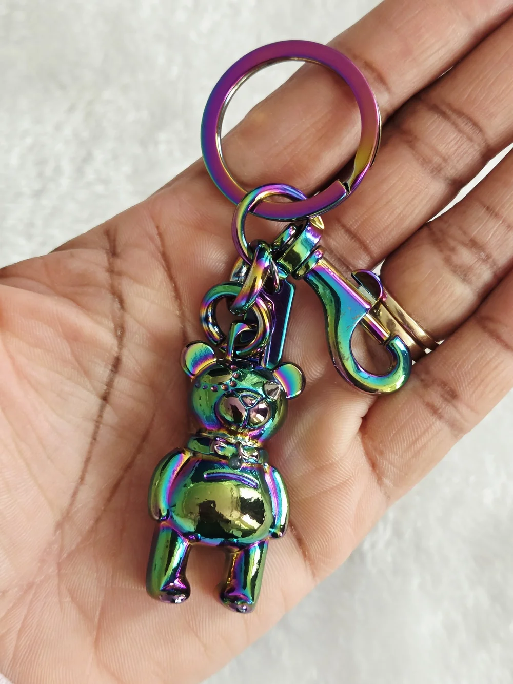 C Logo Iridescent Rainbow Bear Keychain Frankenstein Teddy Bear Bag Charm